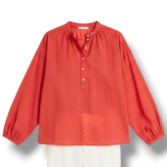 Universal Thread Women’s Orange Balloon Sleeve Oversized Poet Blouse Small NWOT - Picture 1 of 7